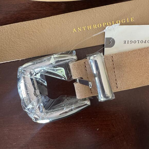 New Anthropologie Vintage Western Belt Silver accents Cream Leather Size Medium - Picture 6 of 8